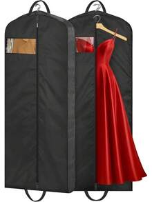 MISSLO 65 Long Garment Bags Travel Dress Bags Hanging Clothes Wedding Dress Cover Waterproof Clothes Protector Closet Storage 2 Packs Gowns, Tuxedos, Coats, Black - 2 - Xem 11