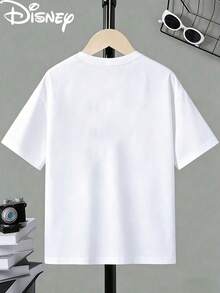 Disney Licensed Toy Story Woody & Buzz Lightyear Star Print Kids' T-Shirt, Short-Sleeved Casual Top, Cute Themed Printed Tee, Perfect For Daily Wear, School Activities, Family Outings, Theme Park Visits And Holiday Gifts, Shipped From Local Warehouse - 白色 - 查看 4