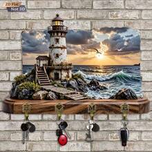 1pc Key Holder With 4 Double Hooks, Decorative Country Style Key Rack, Suitable For Entryway, Hallway, Bedroom, Living Room, Wooden Key Storage Organizer - Multicolor - View 3