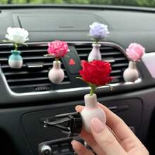 Simulation Rose Flower Shaped Car Air Vent Fragrance Clip, Floral Air Freshener Decor For Car Interior - Lily - View 5