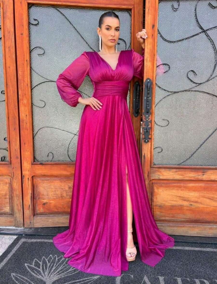 Long Dress For Graduation, Party, Wedding, Evening, Bridesmaid With Sparkle - Rose Red - View 1