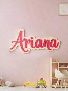 1pc Customized Creative Wooden Base Acrylic Letter Name Plate, Double-Layer Personalized Name Decor, Creative Name Wall Sticker, Handmade Letter Decoration, Suitable For Bedroom, Living Room, Wedding, Housewarming, Christmas Gift - Multicolor - View 1