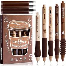 5 Pcs Coffee Pens, 10 Pcs Retractable Quick Dry 0.5mm Fine Point Black Pen Refills Ink Unique Pens Of Cute Gel Pens Women (Coffee Pen Set) - Coffee Pen Set - View 1
