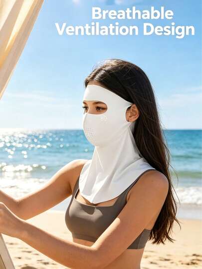 1 chiếc khẩu trang lụa băng thời trang thoáng khí dành cho nữ, che phủ toàn bộ khuôn mặt và cổ, khẩu trang chống nắng, khẩu trang đạp xe ngoài trời, màu trơn, khẩu trang chống nắng bằng lụa băng nhẹ thoáng khí, khăn quàng cổ ngoài trời có quai đeo tai, unisex
