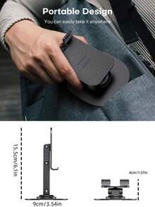 1pc 360° Rotating Desktop Phone Holder, Adjustable & Foldable Phone Stand, Aluminum Alloy Desktop Bracket With Non-Slip Base, Slouchy Bracket, Suitable For Home And Office Use, Compatible With All Smartphone And Tablet Models - Multicolor - View 4