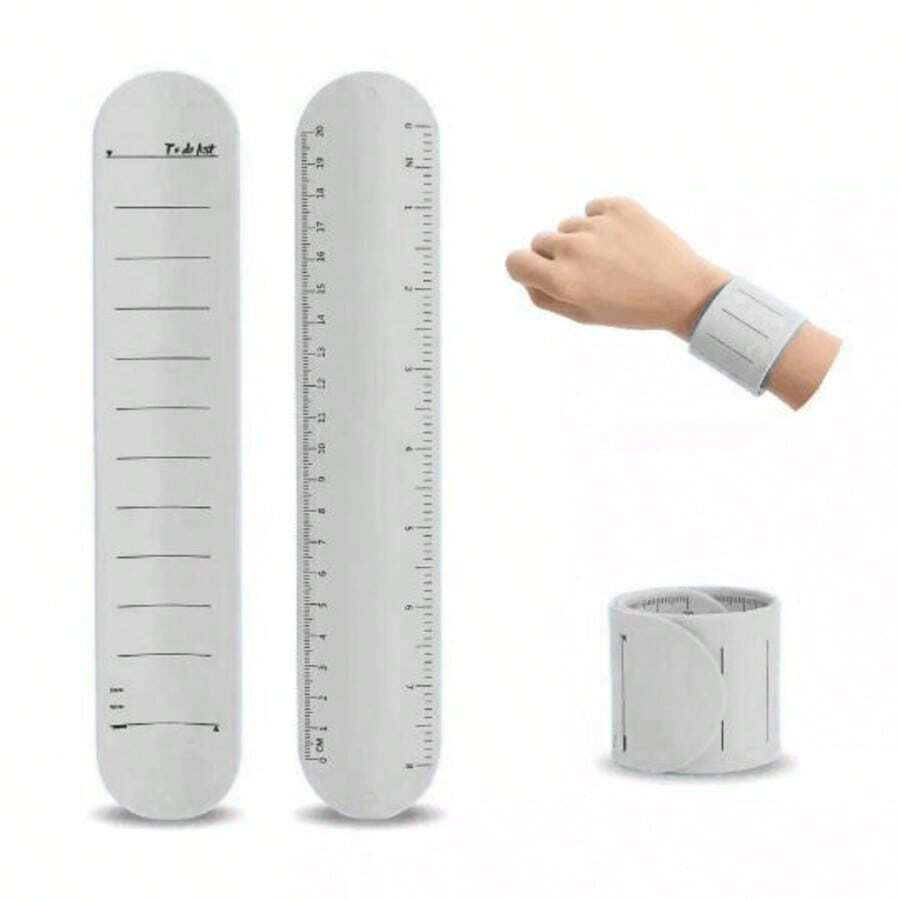 1pc Writable Silicone Memo Bracelet, Bendable Wristband Notepad For Students, Office, Daily Life, Made Of Silicone Material, Printable Scale/Writing Area, Reusable With Erasable Pen