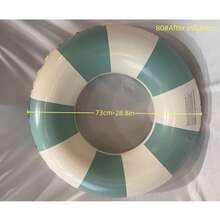1pc Adult & Kids Retro Brown Striped Swimming Ring, Thickened Underarm Design, Suitable For Summer Outdoor Swimming, Vacation Photo Shooting & Swimming Gear - Mint Green - View 7