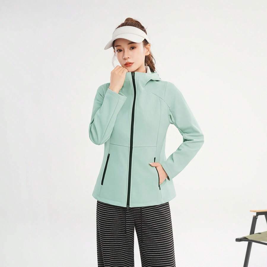 Chaqueta de Softshell Elástica para Mujer, Tejido Mezcla Poliéster-Nailon, Estilo Relajado para Combinar con Todo - Cristal verde - Ver 1