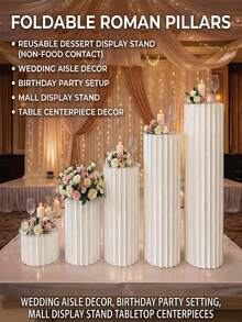 Columna romana plegable de papel, adecuada para fiestas, bodas, compromisos, cumpleaños, mesas de postres, escaparates, interior y exterior, fácil instalación - lmz-10 - Ver 3