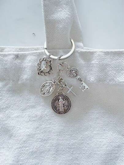 1 pieza Llavero único con temática religiosa, con múltiples accesorios, se puede usar como amuleto de oración, también es adecuado para decorar bolsos y teléfonos, un regalo creativo exquisito. Se puede entregar como medalla de premio para estudiantes o empleados destacados