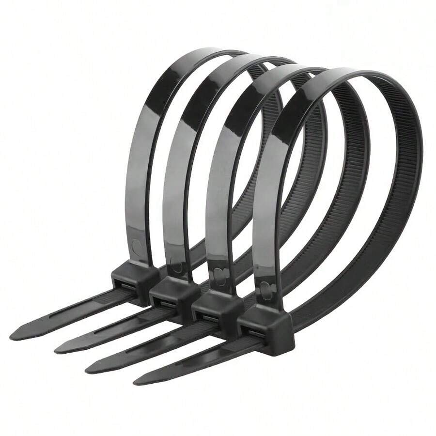 Bộ 100 dây buộc cáp nylon dùng cho thương mại điện tử xuyên biên giới, màu đen và trắng, thiết kế tự khóa, bền chắc, dùng để buộc bó dây điện, sử dụng trong gia đình và công nghiệp.