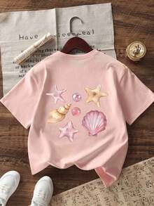 Bộ 3 áo thun ngắn tay cổ tròn in họa tiết ngộ nghĩnh dành cho nữ tuổi teen, thích hợp mặc mùa hè. - Màu xanh nhạt - Xem 7