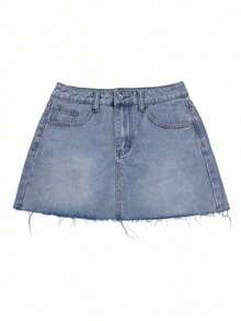 Minifalda vaquera sexy de cintura media-baja estilo Y2K para mujer, casual de verano 2026 - Lavado ligero - Ver 5