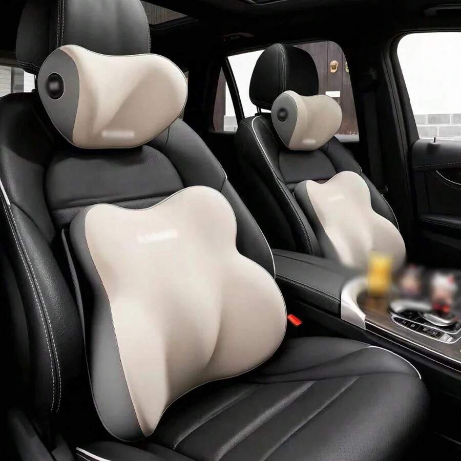 Cojín Lumbar Universal de Espuma Viscoelástica para Auto, Cojín para la Espalda, Almohada Lumbar, Almohada Cervical para Auto, Accesorios Generales para Auto - Cintura gris - Ver 1