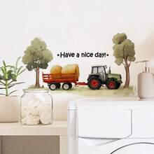1pc Wall Sticker,Farm Truck Window Sticker With 'Have A Nice Day',Suitable Gift,Self-Adhesion For Windows, Doors, Living Room, Bedroom, Dining Room, Study, Bathroom, Glass Decoration And Embellishment - A - View 3