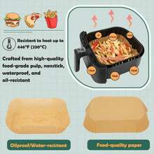 200/100/50 Sheets Non-Stick Baking Paper - Suitable For Air Fryer Liners, Heat Resistant Up To 450°F (232°C), Leak-Proof And Easy To Clean, Applicable For Air Fryer/Oven/Microwave/Steamer - Bulk Pack, Suitable For Baking, Grilling, Air Frying, Steaming, Pre-Cut Into Quarters For Bread, Cake, Cookies, Healthy Cooking, Suitable For Holiday Gatherings, Kitchen Supplies - Wood Color - View 6