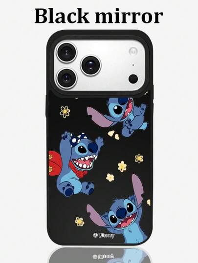 1pc New Creative Acrylic Disney Stitch Cartoon Phone Case With Mirror Effect And Raised Camera Protection, Unique Design, Thick And Anti-Drop Protective Cover For IPhone 17 Pro Max/17 Pro/17/Air/16/15/14/13/14 Plus/12 Pro Max/12 Pro/12/11 Series