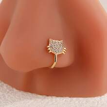1 chiếc kẹp mũi bằng đồng đính đá Zirconia, nhiều kiểu dáng bao gồm mèo, đầu lâu, trái tim, bướm, nhện, thánh giá, kiểu dáng cổ điển, đa năng, không cần xỏ lỗ mũi, món quà thanh lịch dành cho phụ nữ. - Vàng - Xem 17