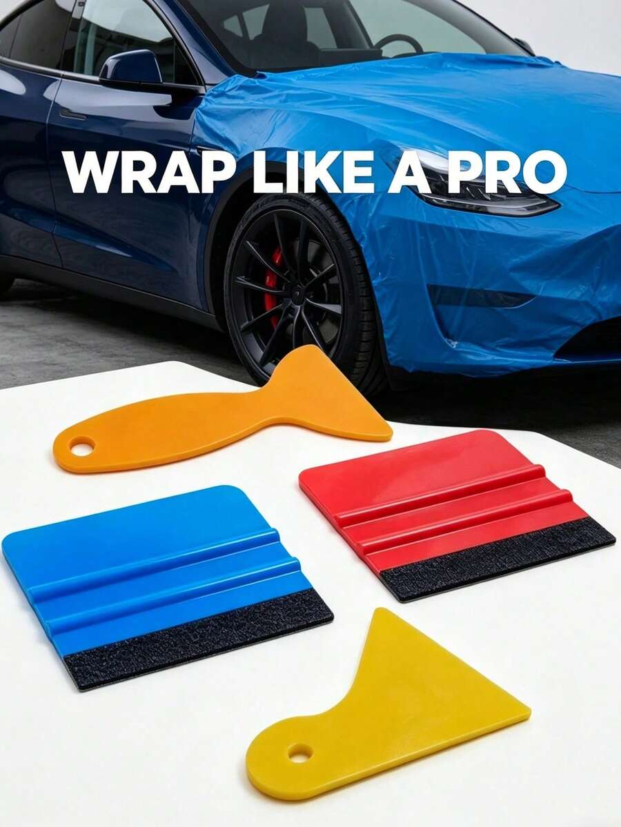 1-10pcs Multi-Purpose Scraper Set - Anti-Scratch Felt Edge Squeegee For Car Vinyl Wrap, Window Glass, Phone Film, Sticker Remover, Fridge Defrost & Crafts,Felt Edge Scraper Squeegee Set - Non-Scratch Tool For Car Vinyl, Window Tint, Phone Protector, Sticker & Adhesive Remover, Home Crafts - A - View 1