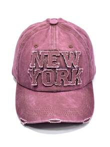 1pc New York Embroidered Label Baseball Cap, Unisex Vintage Washed Style Fashion Sun Hat, Adjustable Outdoor Sunhat, Y2K Style Distressed Curved Brim Cap - Multicolor - View 7