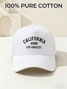 California Los Angeles Print Font Pattern 1pc Unisex Adjustable Baseball Cap Hat For Men Women Machine Washable Outdoor Sun Hat For Beach Camping Sports And Leisure Hat A Perfect Gift For All Seasons - trắng - Xem 2