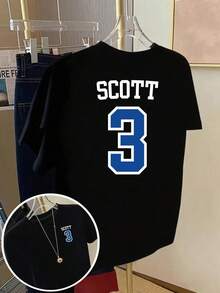 SCOTT Women's Front And Back Print T-Shirt, Size 3, Jersey Style, Crew Neck, Casual, Short Sleeve, Suitable For All Season Fitness And Everyday Use, Fun Printed Design Top. - White - View 1