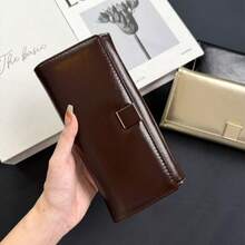 Versatile And Elegant Long Women's Wallet, High-End Design, Hand-Held, Light Luxury Women - Burgundy - View 2