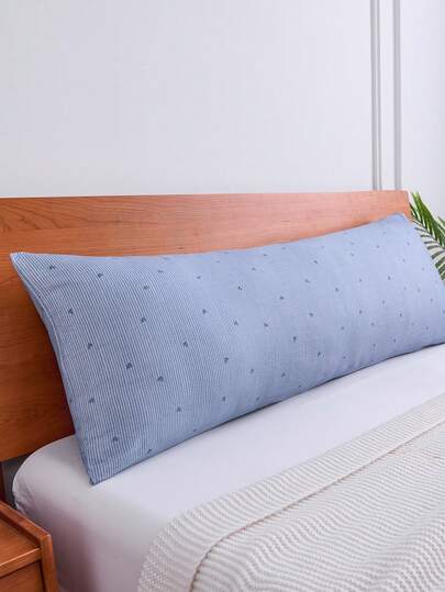 1pc 100% Premium Washed Super Soft Light Blue Heart Shaped Striped Pattern Body Pillowcase Without Filler Soft Breathable Pillow Covers With Envelope Closure Throw Pillow Cover For Bed Home, For Sofa, Living Room Farmhouse Style 20"X54"-Body Pillowcase Decor Pillocase, Gifts For Women&Men Insert Not Included, Machine Washable
