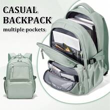 Fashionable Student Backpack, Travel Backpack, Large Capacity Laptop Compartment, Star Patches Extra Large Women's Pack, Spine Protection, - Multicolor - View 13