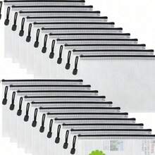 1 Set Mesh Zipper Bags, Durable File Folders, Plastic Mesh Bags For Files, Documents, Cosmetics, Board Games, School, Office, Home Travel Storage - A - View 10