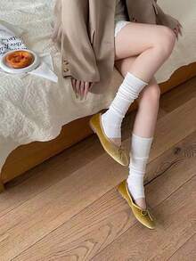 4 Pairs Spring/Summer White Ankle Socks, Korean Style Gray Knee-High Socks For Women - Multicolor - View 6