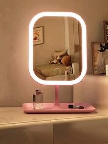1pc Tri-Color LED Makeup Mirror, Adjustable Brightness, Rechargeable Foldable Portable, Touch Control Modern Style With Front Light, Ideal For Home Decor, Bathroom, Student Dorm Daily Use, Fashionable Design - Multicolor - View 13