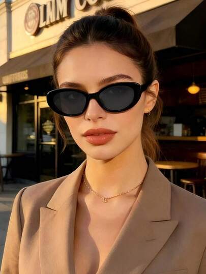 1 chiếc kính thời trang gọng oval dáng casual, kính chống tia UV dành cho nữ, thích hợp cho mùa hè, đi biển, du lịch, dự tiệc và sử dụng hàng ngày.