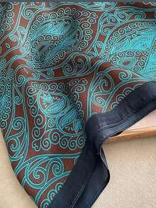 1pc Women's Fashionable Long Smooth Scarf - Teal Blue - View 3