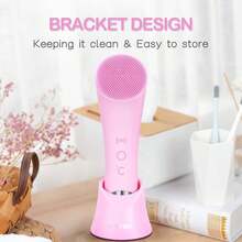 PRITECH Facial Cleansing Brush, Rechargeable Silicone Face Scrubber With Heat Massage End, Vibrating Exfoliator Scrubber For Deep Cleaning, Waterproof Face Brush For Women And Men (Pink) - ColorC - 查看 9