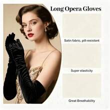 1/3 Pcs 1920s Flapper Girl Accessories - Feather Fan, Headband And Gloves Set, Suitable For Vintage Wedding, Dance, Costume Party,Halloween - Black - View 5
