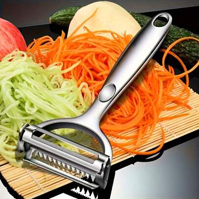1pc Stainless Steel Peeler, Multi-Function Kitchen Vegetable Peeler & Shredder, All-Purpose Potato Peeler, Fruit & Vegetable Slicer, Manual Food Processor