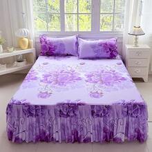 3pcs Bedskirt Set (1 Bedskirt + 2 Pillowcases, No Pillow Insert) Printed Bedskirt Anti-Slip Bedding Set, Suitable For Bedroom And Guest Room - Purple Qi Comes from the East - View 3