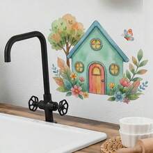 1pc Home Wall Sticker, House Decorated With Beautiful Flowers Window Sticker,Suitable Gift,Self-Adhesion For Windows, Doors, Living Room, Bedroom, Dining Room, Study, Bathroom, Glass Decoration And Embellishment - A - View 3