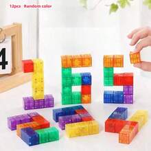 24pcs Colorful Acrylic Gem Cubic Building Blocks, Transparent Rainbow Stacking Puzzle Toy, Christmas Stocking Stuffers - Multicolor - View 11