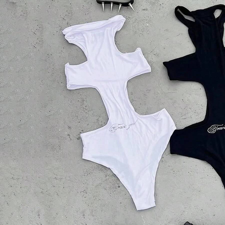 Mono Sexy sin mangas con cuello colgante para verano, traje de una pieza para todas las estaciones, estilo informal Y2K, moda cómoda - BLANCO - Ver 1