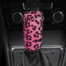 Bộ 1 vỏ bọc cần số và tay phanh in họa tiết da báo, làm từ sợi polyester, phụ kiện xe hơi đa năng, dùng được cho cả nam và nữ. - nắp cần số - Xem 8