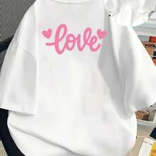 Front And Back Printed Short-Sleeve T-Shirt - Love, Heart - A  Spring And Summer Printed T-Shirt For Women, Your Best Choice!-Koszulki - White - View 6