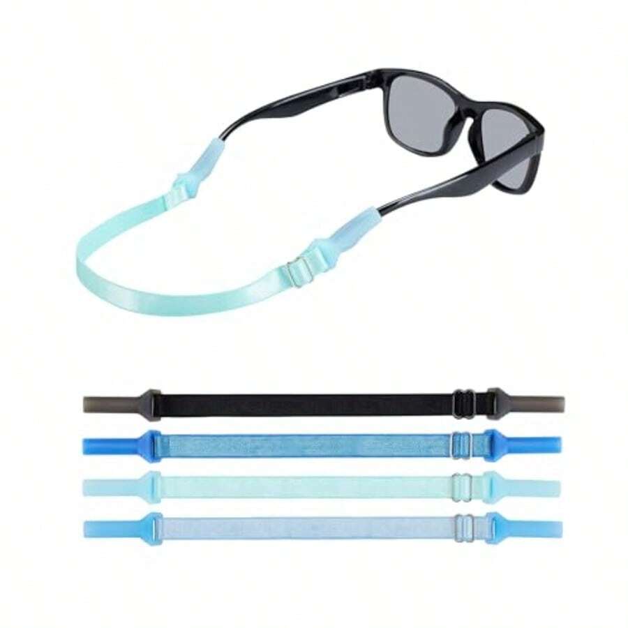 Lvvfit Glasses Straps 6.5-10inch -Adjustable Glasses Strap Sports Sunglasses Eyeglasses Holder Straps For Toddler And -Eyewear Retainers For Boys And Girls Age 3-12 Years (4pcs - Light Black Royal Blue Light Blue Lake Blue - View 1