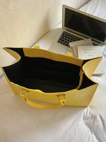 Fashionable Snake Skin Pattern Multi-Purpose Travel & Shopping Tote Bag, Large Capacity - Yellow - View 9