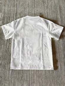 Camiseta Casual de Manga Corta con Cuello Redondo y Estampado de Gato para Mujer - Blanco - Ver 2