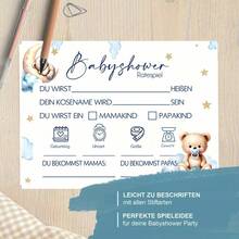 20 piezas de tarjetas de juego y deseos de bautizo de bebé en versión alemana con diseño de patrón de oso de peluche, perfectamente adecuadas para fiestas de bebé y juegos conmemorativos interactivos - 4 - Ver 4