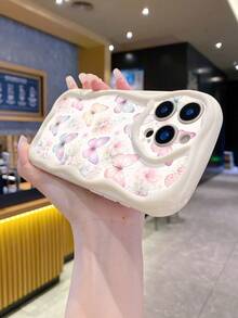 1 chiếc ốp lưng điện thoại chống sốc hình nhiều bướm, in UV, tương thích với Apple/Galaxy/ - Màu be - Xem 3