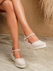 Women's Elegant All-Season Platform Wedge Sandals,Summer Shoes - Apricot - View 2