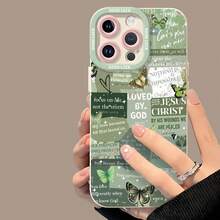 Collage de mariposas con citas cristianas verdes. Esta elegante funda para teléfono es compatible con Samsung, Apple, VIVO, OPPO, , Transsion, ,  y Honor. Fabricada en silicona TPU, ofrece protección contra golpes y caídas, además de un tacto superior. Es un regalo ideal para familiares, amigos y seres queridos, y una opción perfecta para el Día de San Valentín y Año Nuevo. Funda para teléfono Maestra, funda para iPhone, funda para iPhone 17 Pro, funda para iPad, fundas para teléfono, funda para iPhone 16, funda para iPhone 17, funda para iPhone 15, funda para iPhone 17 Pro Max, funda para iPhone 15, funda para iPhone 16 Plus, funda para iPhone 14, funda - Blanco - Ver 4
